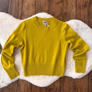 J Crew Yellow Cashmere Shrunken Crewneck Sweater Womens Size S